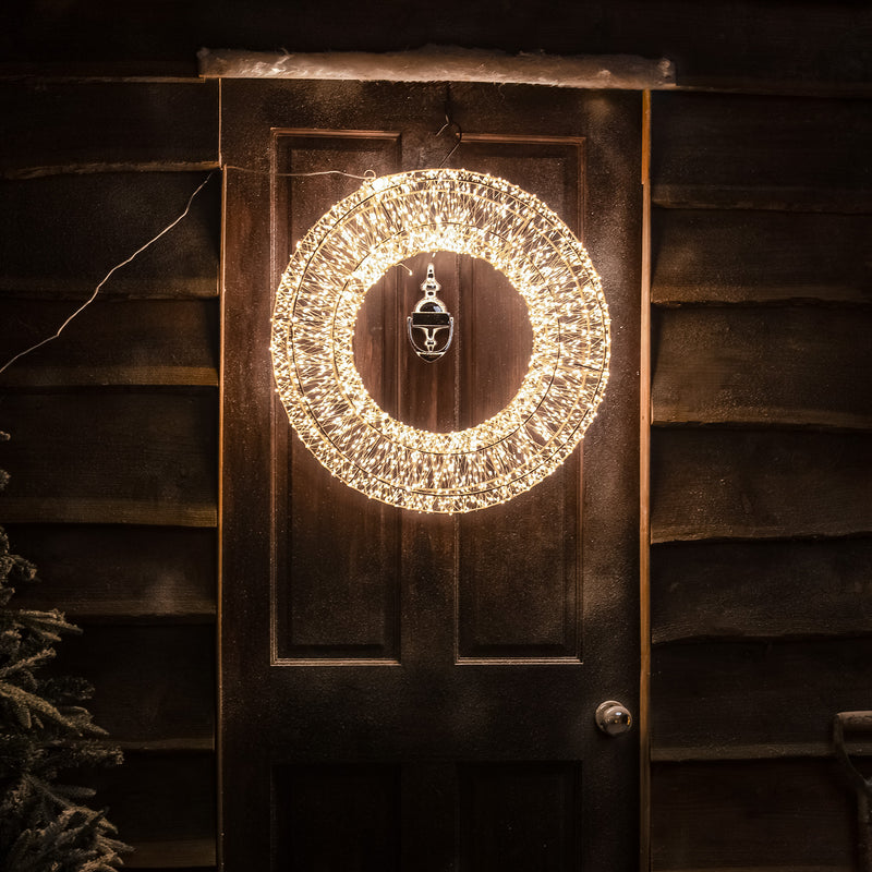 Pre-Lit Christmas Gold Light-Up Wreath 58cm with 3000 Warm White LED Micro-lights - Image 2