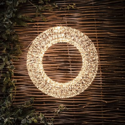 Pre-Lit Christmas Gold Light-Up Wreath 90cm with 10,000 Warm White LED Micro-lights
