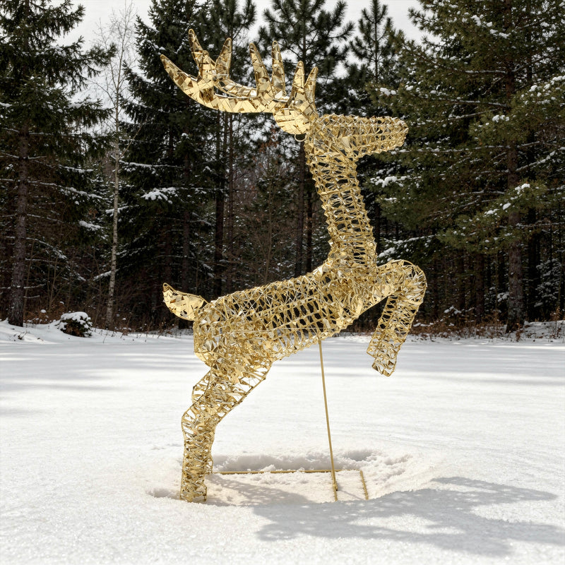 Pre-Lit Christmas Gold Laser Leaping Deer 1.2m with 960 Warm White LED Micro-Lights - Image 3