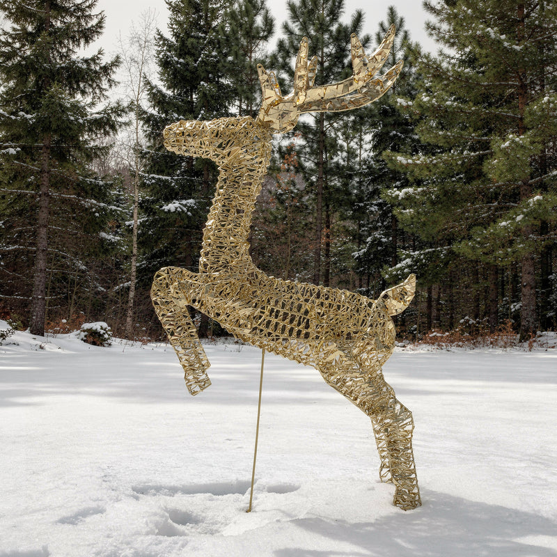 Pre-Lit Christmas Gold Laser Leaping Deer 1.2m with 960 Warm White LED Micro-Lights - Image 5