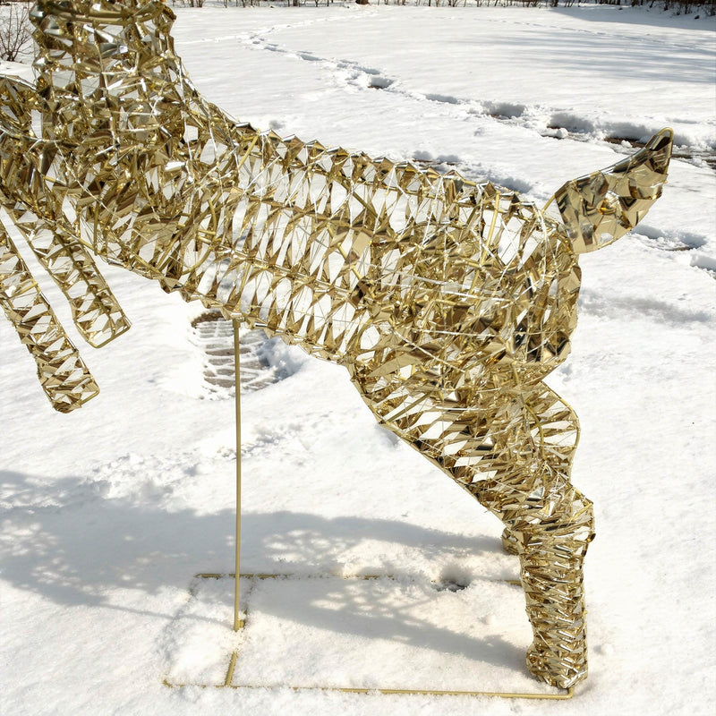 Pre-Lit Christmas Gold Laser Leaping Deer 1.2m with 960 Warm White LED Micro-Lights - Image 11