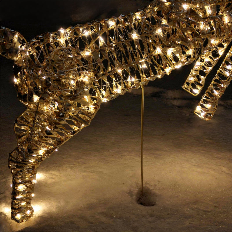 Pre-Lit Christmas Gold Laser Leaping Deer 1.2m with 960 Warm White LED Micro-Lights - Image 10