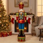 4.5ft Large Traditional Christmas Nutcracker Soldier - Red, Green and Blue with LED Lights