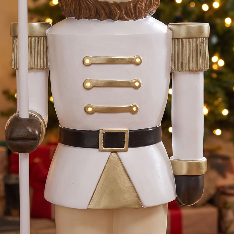 4ft Highland Cow Large Nutcracker with Staff and White LED Lights for Halloween or Christmas - Image 10