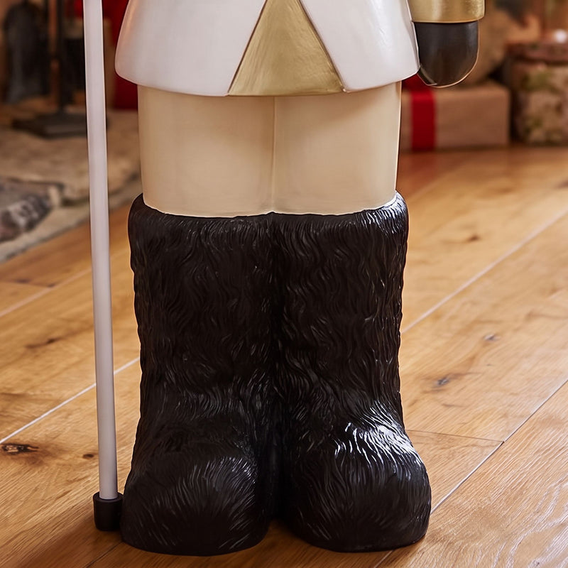4ft Highland Cow Large Nutcracker with Staff and White LED Lights for Halloween or Christmas - Image 12