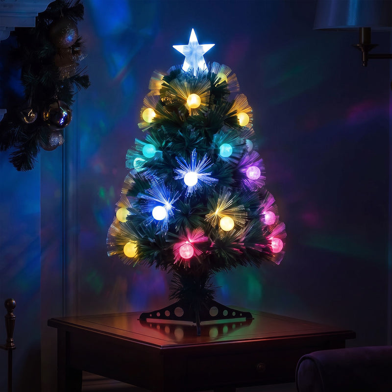 Green Fibre Optic Christmas Tree 2ft - 7ft Sparkle Bauble with Multi Coloured LED Lights - Image 9
