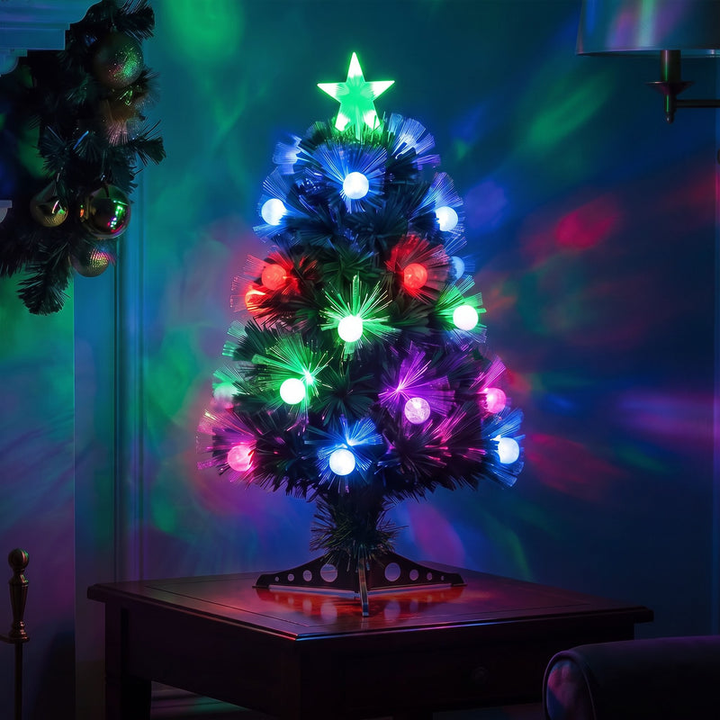 Green Fibre Optic Christmas Tree 2ft - 7ft Sparkle Bauble with Multi Coloured LED Lights - Image 10