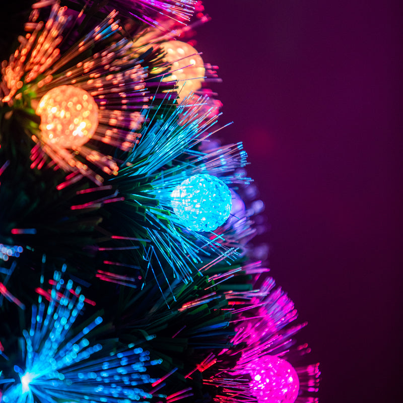 Green Fibre Optic Christmas Tree 2ft - 7ft Sparkle Bauble with Multi Coloured LED Lights - Image 13