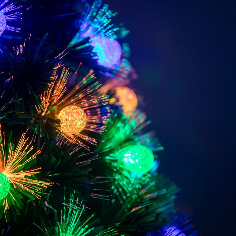 Green Fibre Optic Christmas Tree 2ft - 7ft Sparkle Bauble with Multi Coloured LED Lights - Image 14