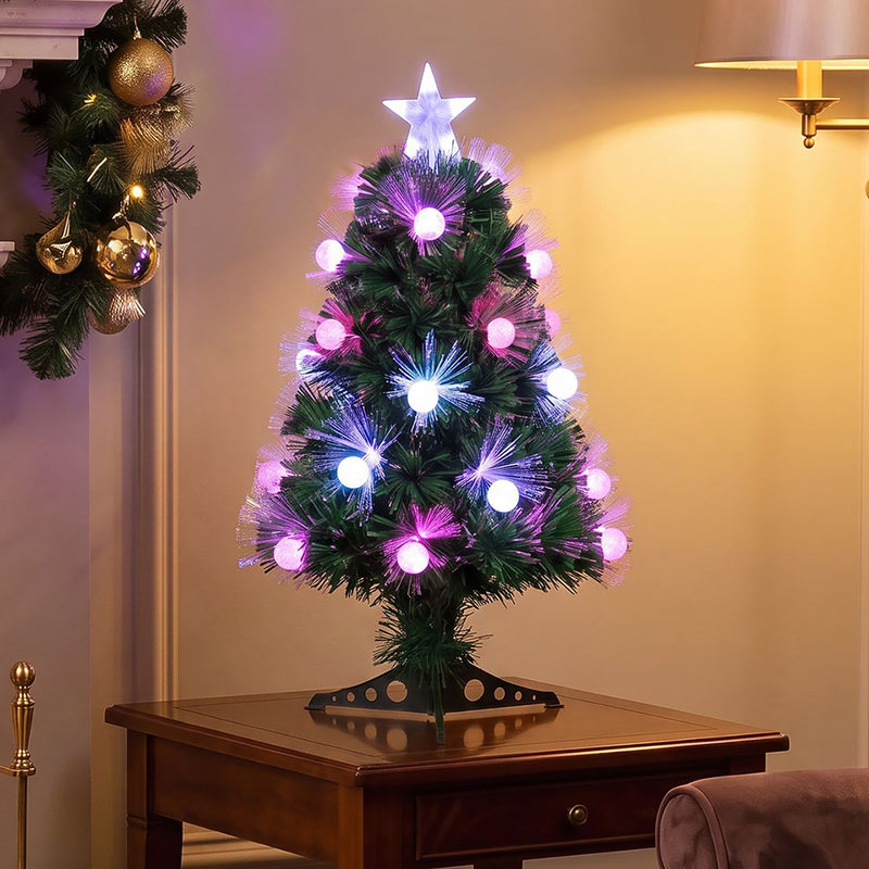 Green Fibre Optic Christmas Tree 2ft - 7ft Sparkle Bauble with Multi Coloured LED Lights - Image 5