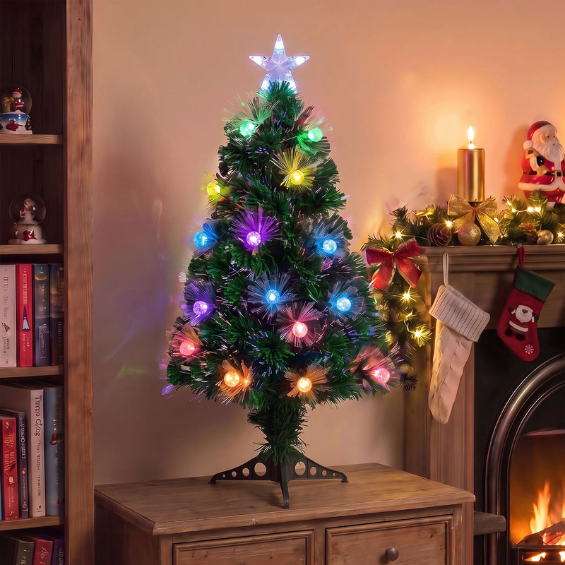 Green Fibre Optic Christmas Tree 2ft - 7ft Sparkle Bauble with Multi Coloured LED Lights - Image 7