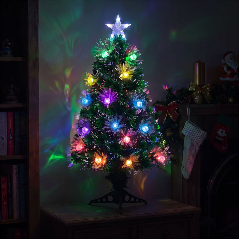 Green Fibre Optic Christmas Tree 2ft - 7ft Sparkle Bauble with Multi Coloured LED Lights - Image 11
