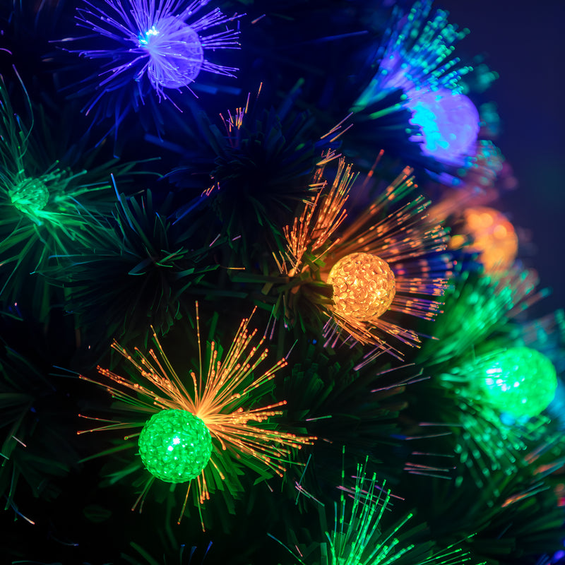 Green Fibre Optic Christmas Tree 2ft - 7ft Sparkle Bauble with Multi Coloured LED Lights - Image 15