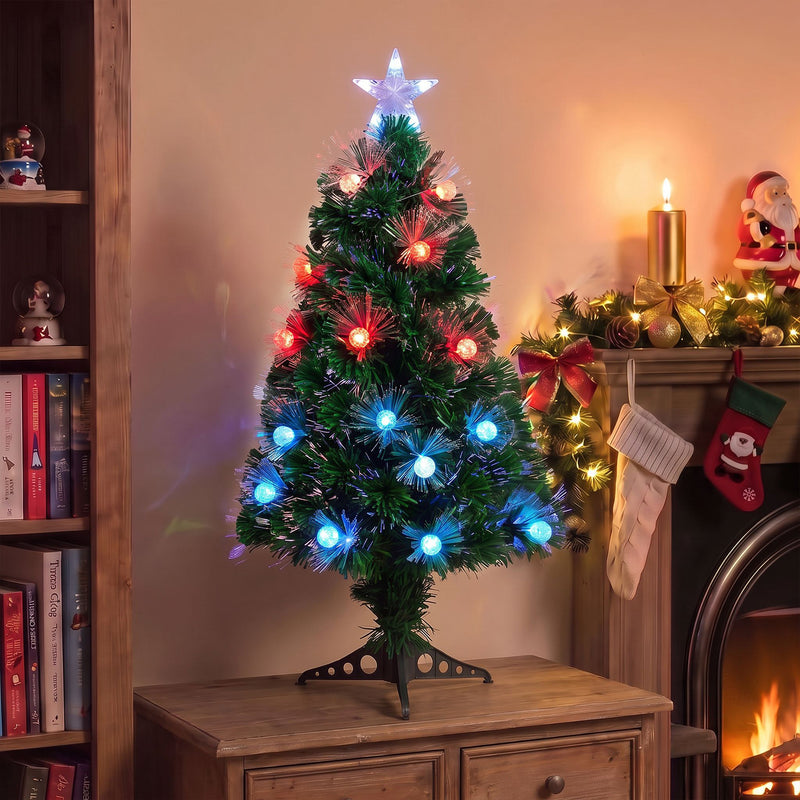 Green Fibre Optic Christmas Tree 2ft - 7ft Sparkle Bauble with Multi Coloured LED Lights - Image 8
