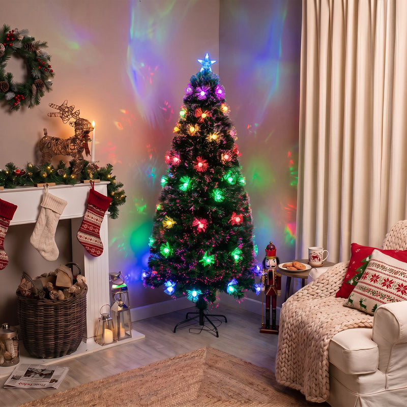 Green Fibre Optic Christmas Tree 2ft - 7ft Sparkle Bauble with Multi Coloured LED Lights - Image 3