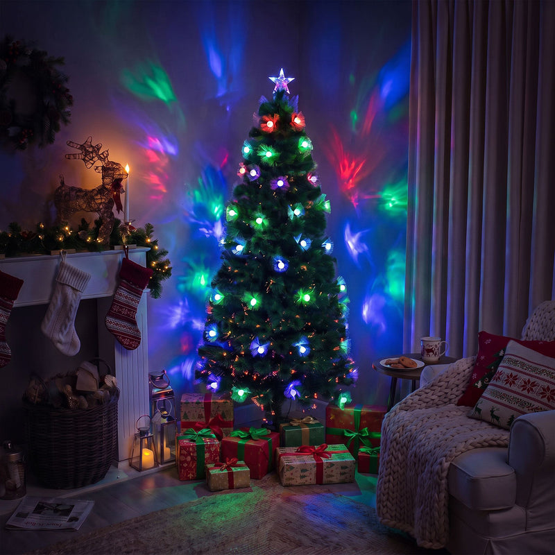 Green Fibre Optic Christmas Tree 2ft - 7ft Sparkle Bauble with Multi Coloured LED Lights - Image 2