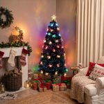 Green Fibre Optic Christmas Tree 2ft - 7ft Sparkle Bauble with Multi Coloured LED Lights