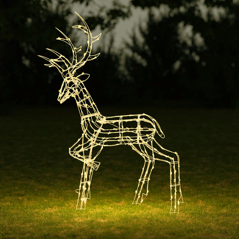 Christmas Reindeer Light - 1.35M White Wire Light Up Stag with 200 White LEDs - Image 3