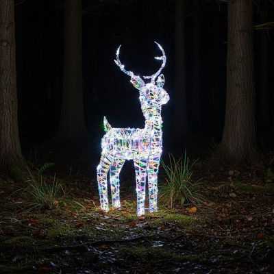 Christmas Reindeer Lights - 80CM Laser Light Up Small Stag with 90 White LEDs