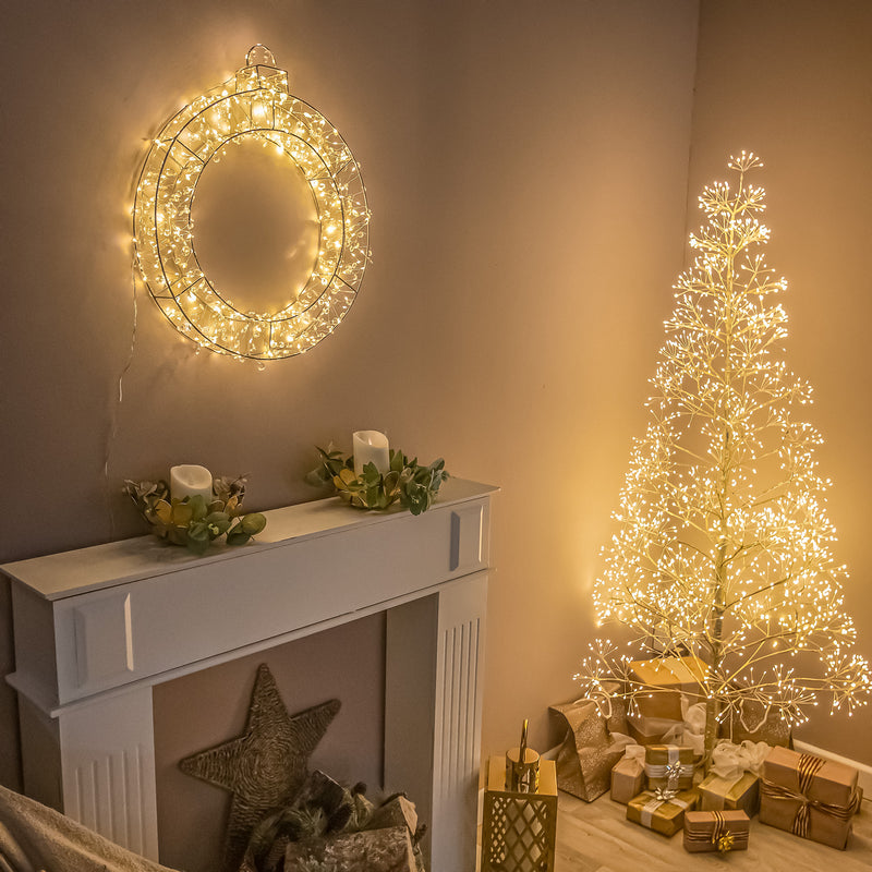Pre-Lit Christmas Light-Up Silver Bauble 50cm with 280 Warm White LEDs - Image 5