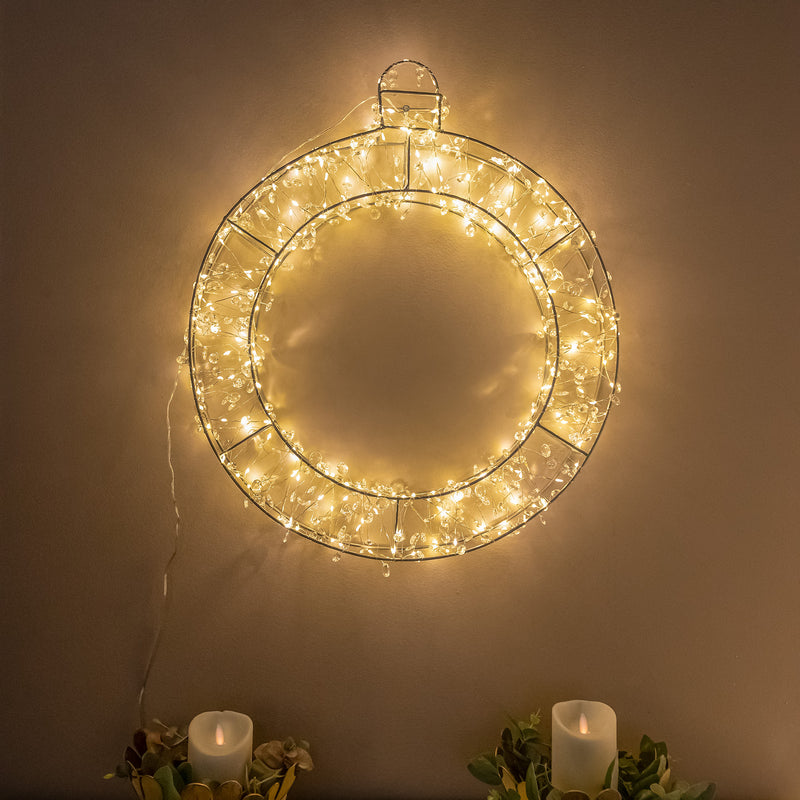 Pre-Lit Christmas Light-Up Silver Bauble 50cm with 280 Warm White LEDs - Image 7