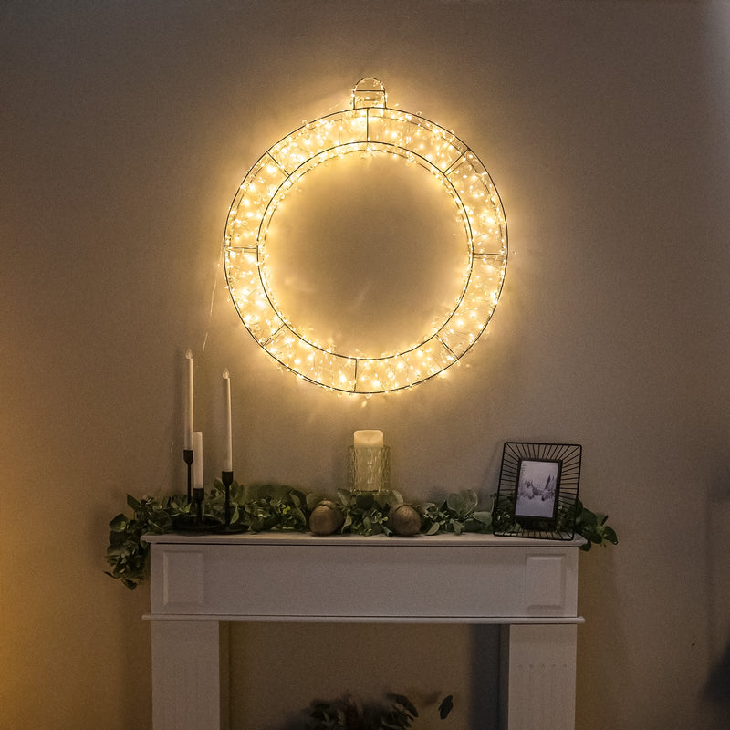 Pre-Lit Christmas Light-Up Silver Bauble 70cm with 500 Warm White LEDs - Image 3