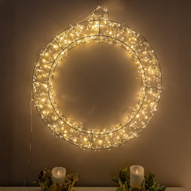 Pre-Lit Christmas Light-Up Silver Bauble 70cm with 500 Warm White LEDs - Image 9
