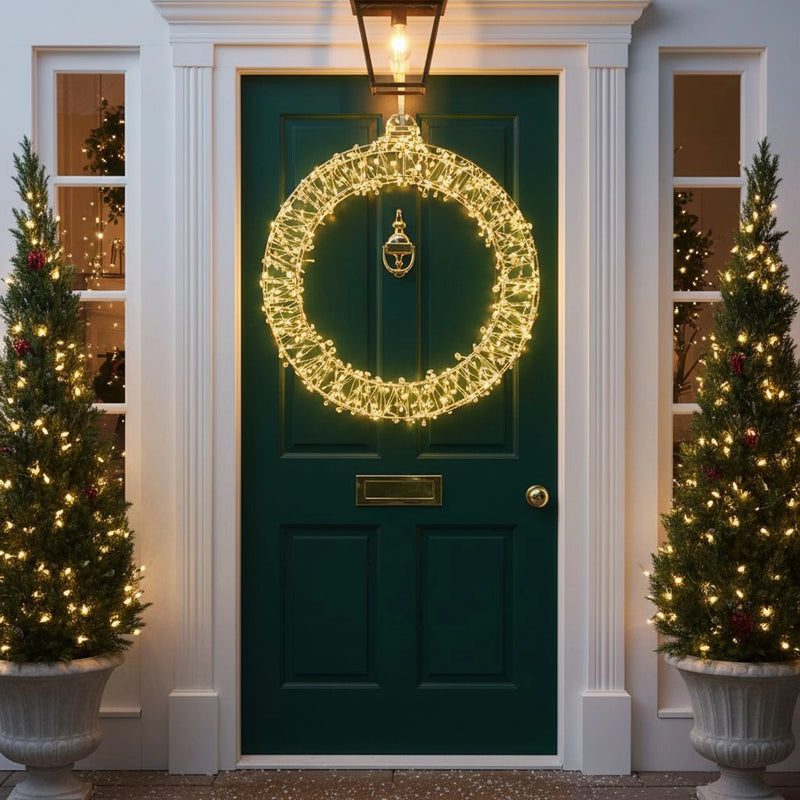 Pre-Lit Christmas Light-Up Silver Bauble 70cm with 500 Warm White LEDs