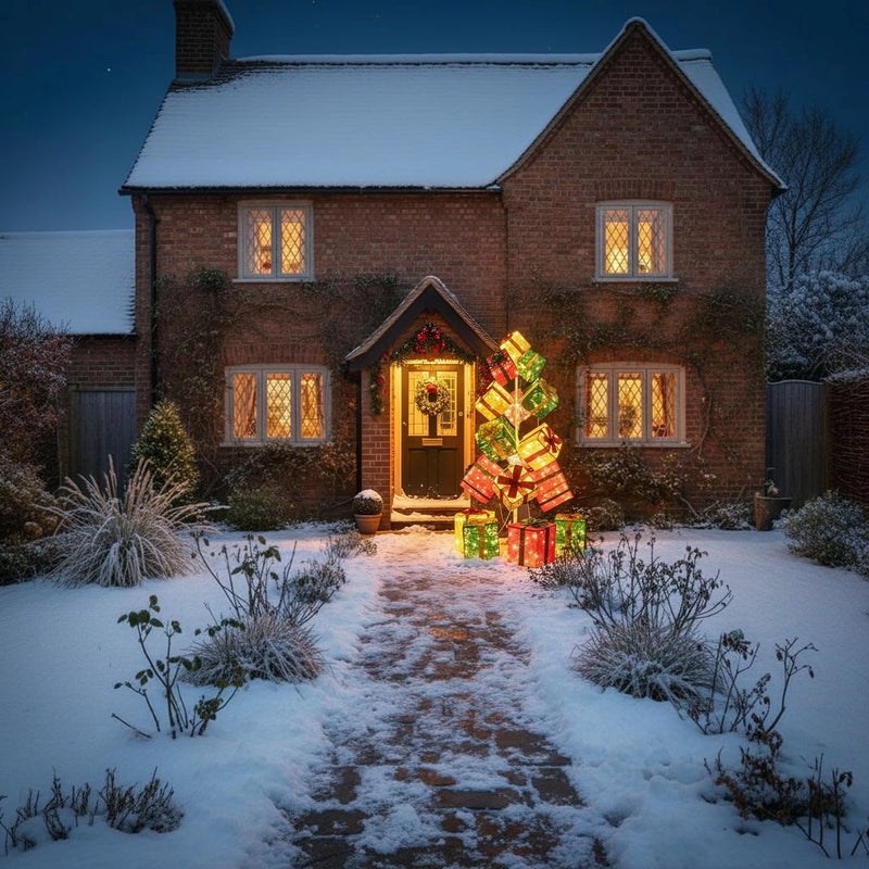 Pre-Lit Christmas Light-Up Stack of Presents 190cm with 544 White LEDs - Image 3