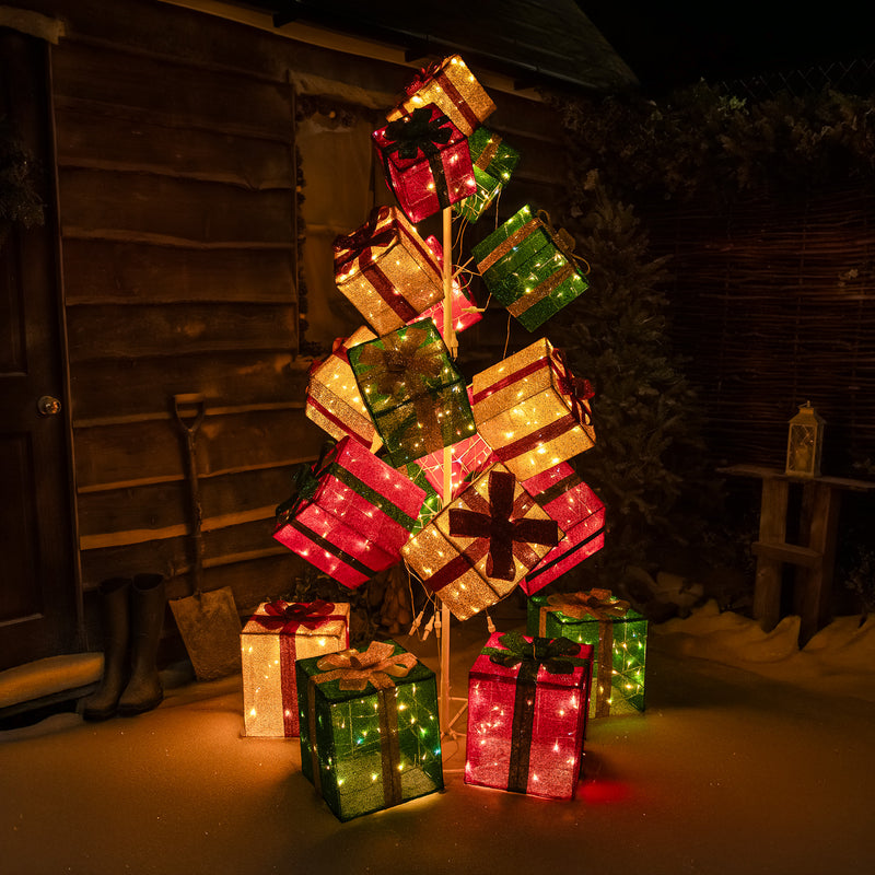 Pre-Lit Christmas Light-Up Stack of Presents 190cm with 544 White LEDs - Image 4