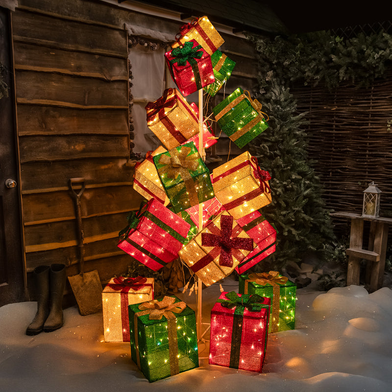 Pre-Lit Christmas Light-Up Stack of Presents 190cm with 544 White LEDs - Image 6