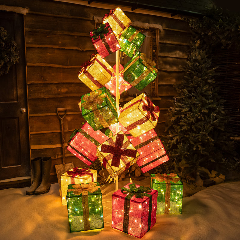 Pre-Lit Christmas Light-Up Stack of Presents 190cm with 544 White LEDs - Image 2