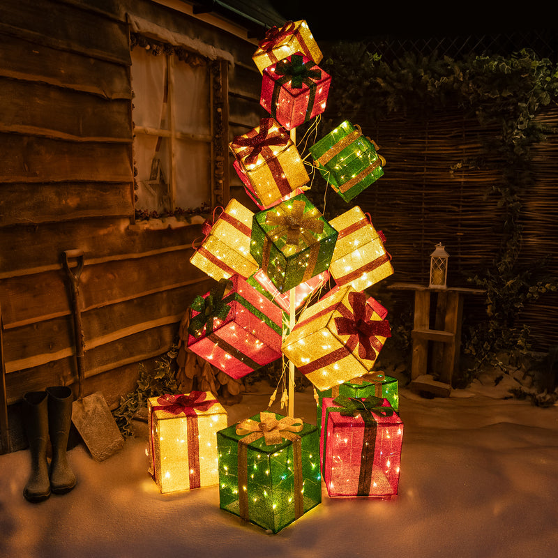 Pre-Lit Christmas Light-Up Stack of Presents 190cm with 544 White LEDs - Image 5