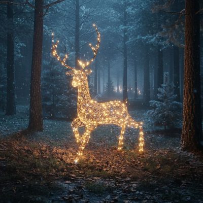 Extra Large Christmas Reindeer Light - 2M Brown Weave Light Up Grand Stag with 350 White LEDs