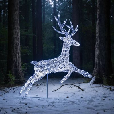 Pre-Lit Large Christmas Reindeer - 1.5M Soft Acrylic Light Up Flying Stag with 330 White LEDs