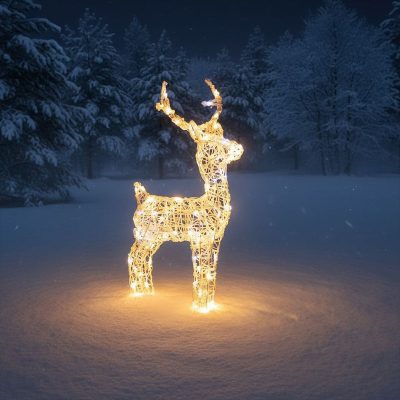 Christmas Reindeer Lights - 60CM Soft Acrylic Light Up Small Stag with 90 White LEDs