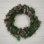 The Christmas Centre Heritage Bloom 24in (60cm) Prelit Christmas Wreath with Warm White Battery Operated LED Lights