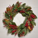 The Christmas Centre Evergreen Ruby 26in (66cm) Prelit Christmas Wreath with Warm White Battery Operated LED Lights