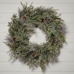 The Christmas Centre Arctic Forest 26in (66cm) Prelit Christmas Wreath with Warm White Battery Operated LED Lights