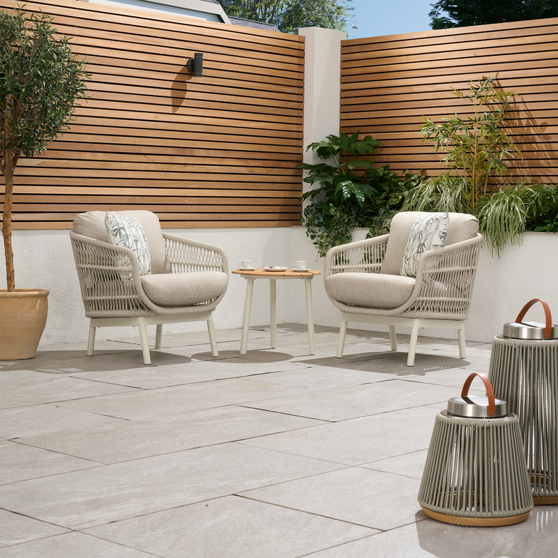 Bracken Outdoors Colorado Rope 2 Seat Aluminium Teak Garden Bistro Set - Image 2