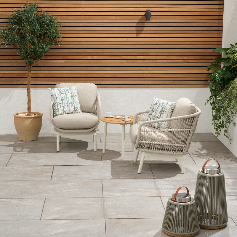 Bracken Outdoors Colorado Rope 2 Seat Aluminium Teak Garden Bistro Set - Image 4