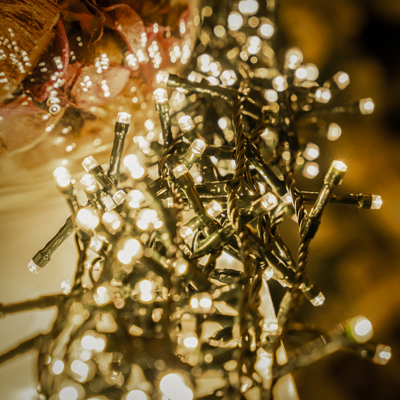 Warm White Multi-Function Christmas Compact LED Lights with Green Cable 500,750,1000,1500 - Image 4