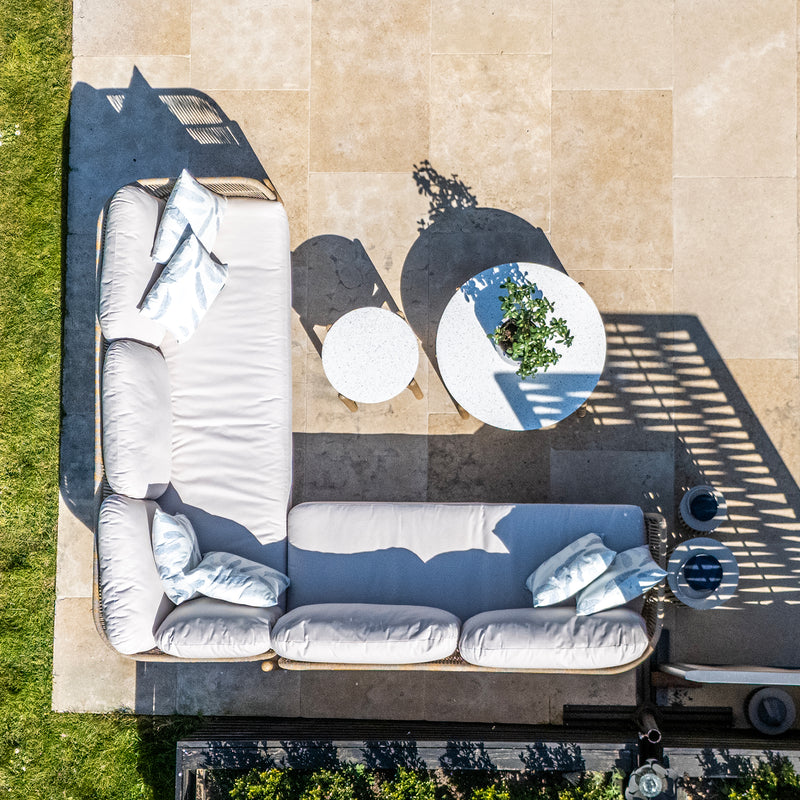 Bracken Outdoors Hampton Acacia Wood and Rope Square Corner Sofa Garden Furniture Set with Coffee Tables - Image 2