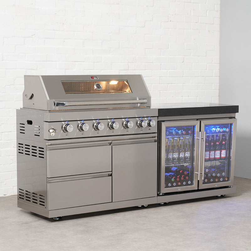 Draco Grills 6 Burner BBQ Modular Outdoor Kitchen with Double Fridge