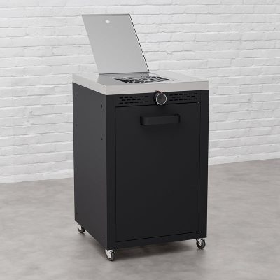 Draco Grills Titan Outdoor Kitchen Black Side Burner Cabinet with Stainless Steel Top