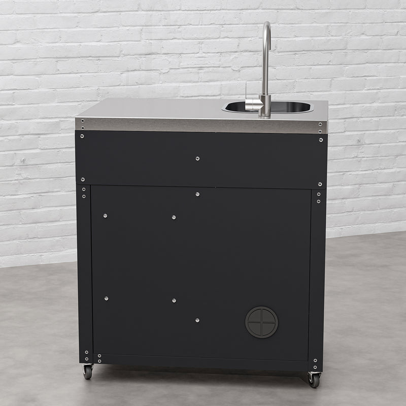 Draco Grills Titan Outdoor Kitchen Black Sink Cabinet with Stainless Steel Top - Image 2