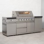 Draco Grills Deluxe 6 Burner BBQ Modular Outdoor Kitchen with Sear Station and Gas Bottle Cabinet