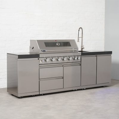 Draco Grills 6 Burner BBQ Modular Outdoor Kitchen with Gas Bottle Cabinet and Sink