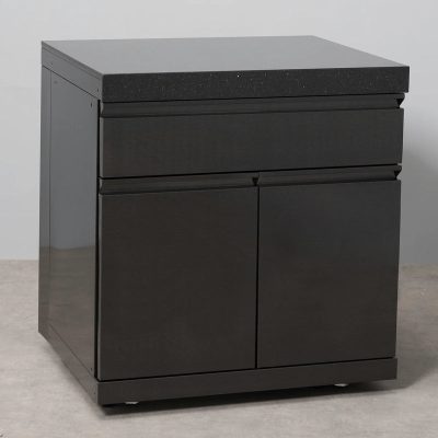 Draco Grills Outdoor Kitchen Black Stainless Steel Single Drawer and Double Door Cabinet