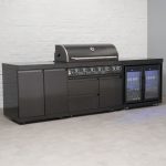 Draco Grills 6 Burner BBQ Black Stainless Steel Modular Outdoor Kitchen with Double Fridge & Double Cabinet